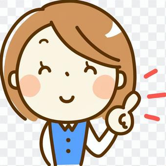 A woman with a pointing pose A woman with a pointing pose
