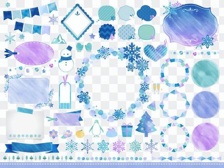 Winter, snow crystal / watercolor style frame balloon set Winter, snow crystal / watercolor style frame balloon set