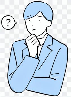 A man in a suit thinking with his arms folded A man in a suit thinking with his arms folded