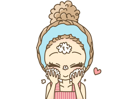 Girl washing face Girl washing face