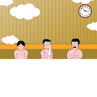 Sauna hot spring public bath facility male upper body Sauna hot spring public bath facility male upper body