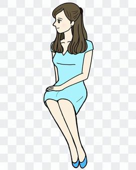 Woman sitting · profile · light blue Woman sitting · profile · light blue