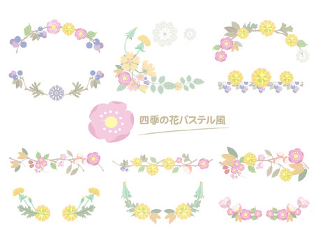 Flowers of the four seasons_decorative frame pastel style 01 Flowers of the four seasons_decorative frame pastel style 01