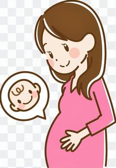 お腹をなでる妊婦さん お腹をなでる妊婦さん