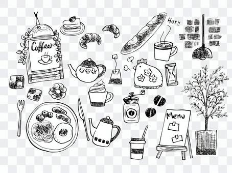 Handwritten cafe illustration (line drawing) Handwritten cafe illustration (line drawing)
