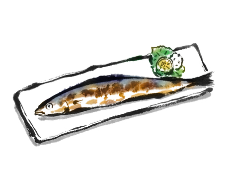 Grilled saury with salt Grilled saury with salt