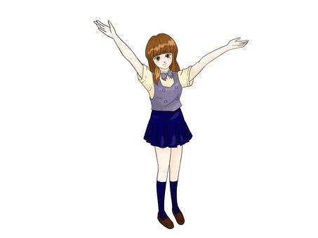 High school girl spreading both hands High school girl spreading both hands