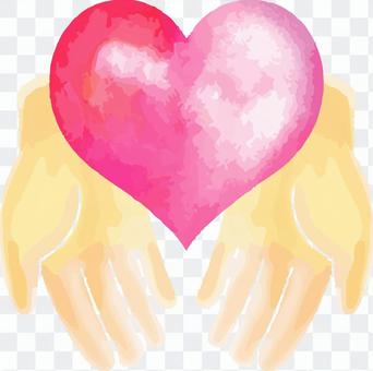 Heart _ both hands _ watercolor like wind _ pink Heart _ both hands _ watercolor like wind _ pink
