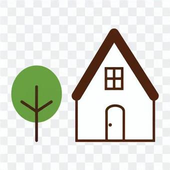 Image of single-family home and wood Image of single-family home and wood