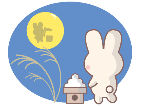 Rabbit watching the moon at the 15th night Rabbit watching the moon at the 15th night