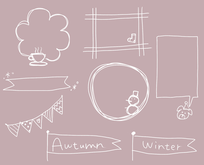 Handwritten parts collection (pink) that you want to use in the fall and winter Handwritten parts collection (pink) that you want to use in the fall and winter