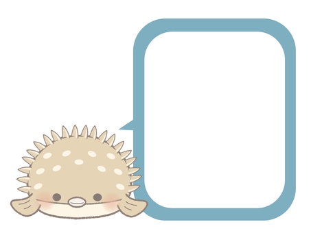 Illustration of porcupinefish and balloon with line Illustration of porcupinefish and balloon with line