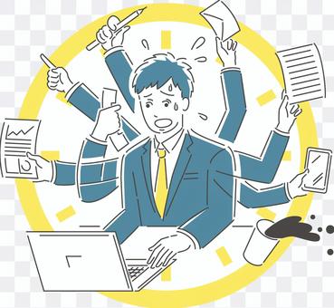 A fluttering male business person A fluttering male business person