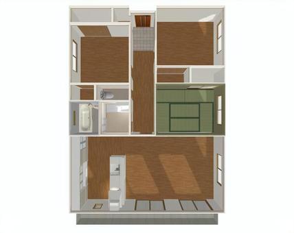 3LDK Floor Plan ② (3D Stereoscopic Drawing - overhead) 3LDK Floor Plan ② (3D Stereoscopic Drawing - overhead)