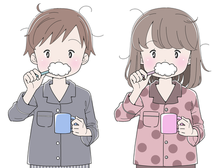 Boys and girls brushing their teeth Boys and girls brushing their teeth