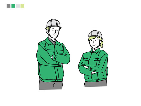 Line drawing touch person illustration of work clothes Line drawing touch person illustration of work clothes
