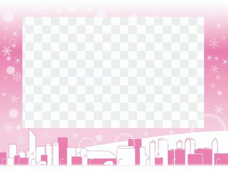 Pink town of snow Pink town of snow
