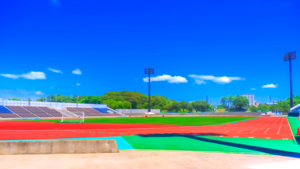 Athletic stadium Anime style processing Athletic stadium Anime style processing