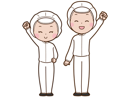 Illustrations of men and women working in a food factory Illustrations of men and women working in a food factory