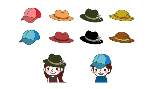 Illustration of various hats Illustration of various hats