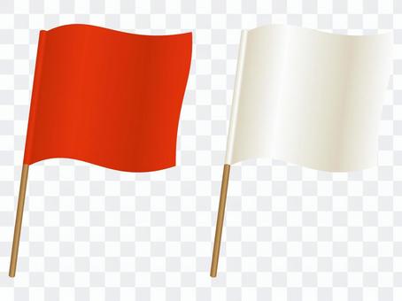 Red flag and white flag Red flag and white flag