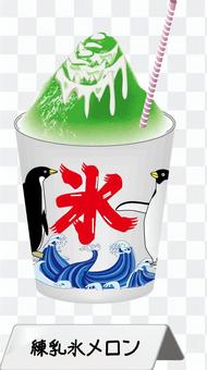 Shaved ice ice condensed milk milk melon cup Shaved ice ice condensed milk milk melon cup