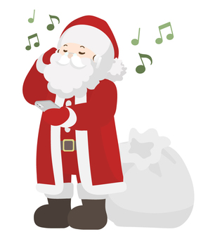 Santa listening to music with earphones (whole body) Santa listening to music with earphones (whole body)