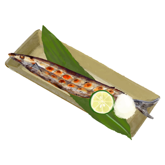 Autumn taste Grilled saury with salt Autumn taste Grilled saury with salt