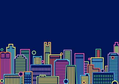 Urban buildings neon sign style wallpaper Urban buildings neon sign style wallpaper