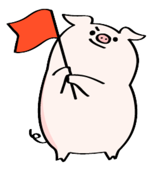 Pig waving flag Pig waving flag