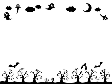 Dead tree and ghost Halloween frame Dead tree and ghost Halloween frame