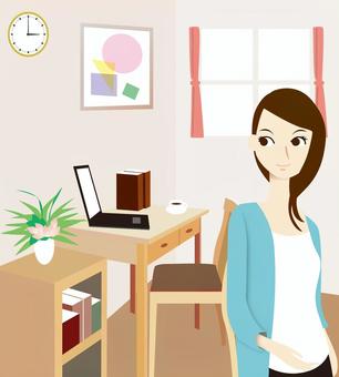 女性的房间在家工作 女性的房间在家工作