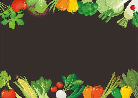 Blackboard-style vegetable background frame (horizontal type) Blackboard-style vegetable background frame (horizontal type)