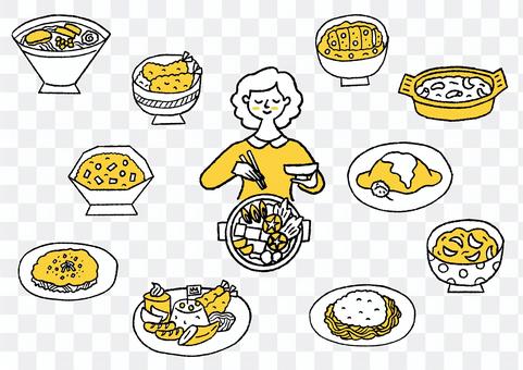A woman eating rice alone A woman eating rice alone