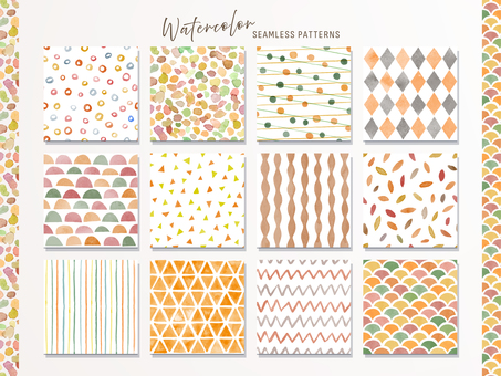 Handwritten pattern set of autumn watercolors Handwritten pattern set of autumn watercolors