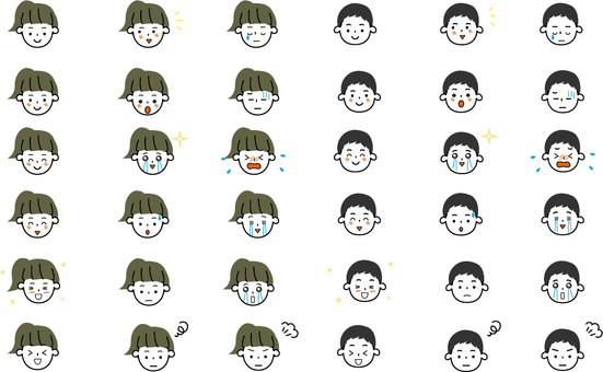 Various facial expression icons for children Various facial expression icons for children