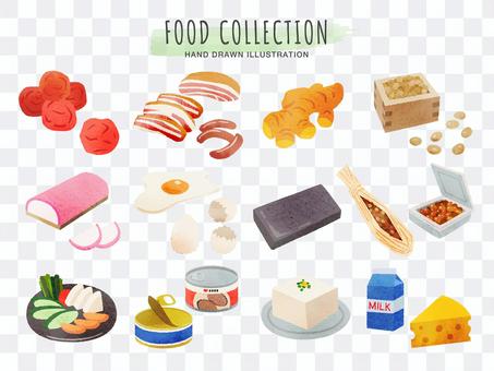 Hand-painted illustrations of healthy food Hand-painted illustrations of healthy food