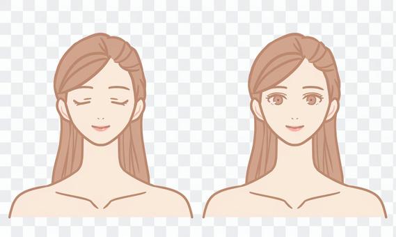 Female face (grated hair) Female face (grated hair)