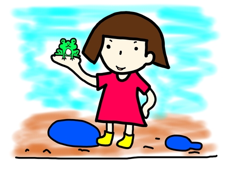Girl who caught a frog Girl who caught a frog