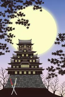 Moonlit night lonely castle Moonlit night lonely castle