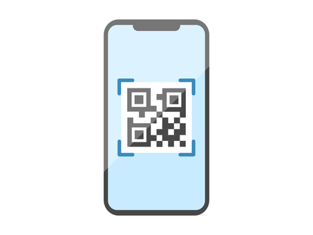 The screen of the smartphone reading the QR code The screen of the smartphone reading the QR code