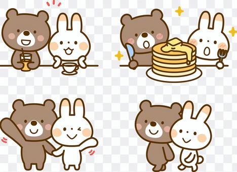 Friendly bears and rabbits Friendly bears and rabbits