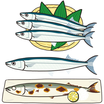 Grilled saury with salt Grilled saury with salt