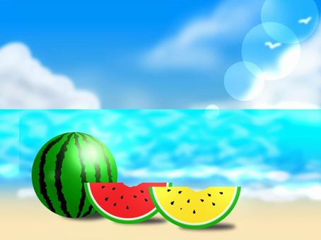 Sandy beach and watermelon Sandy beach and watermelon