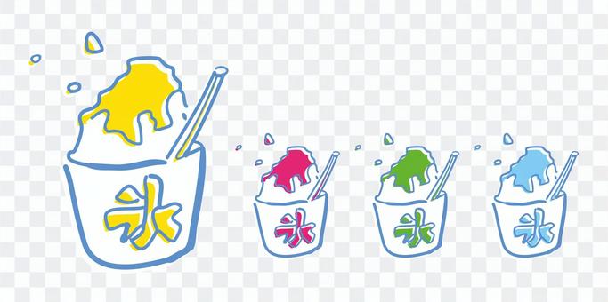 Shaved ice hand-drawn illustration set Shaved ice hand-drawn illustration set