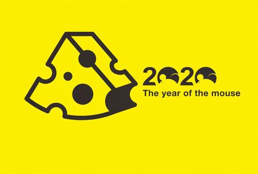 New Year's card 2020 mouse yen black yellow New Year's card 2020 mouse yen black yellow