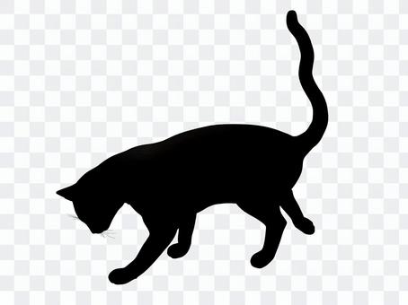 虫を捕まえる猫のシルエット 虫を捕まえる猫のシルエット