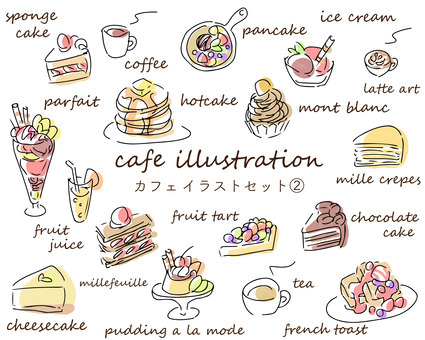 Hand-painted cafe dessert illustration Hand-painted cafe dessert illustration