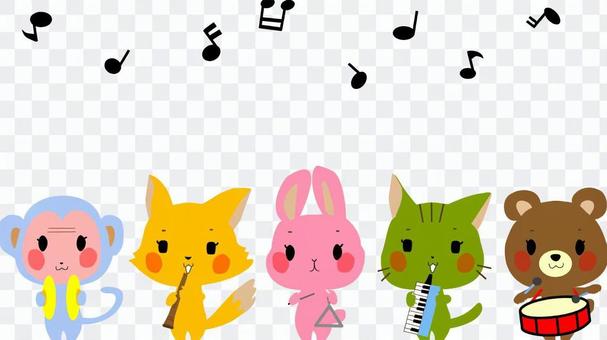 Music party with 5 animals Music party with 5 animals