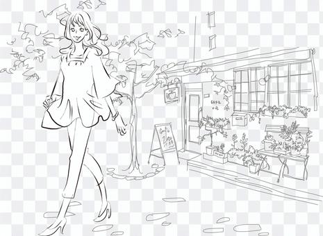 A woman visiting a fashionable cafe A woman visiting a fashionable cafe